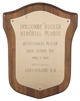1965 Holcombe Rucker Memorial Plaque For Outstanding Player Presented To Lew Alcindor (Abdul-Jabbar LOA)